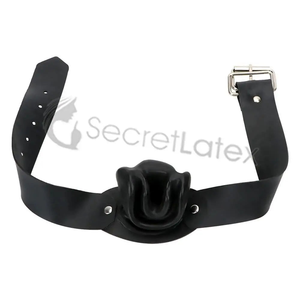 Latex Mouth Gag with Strap Buckle Belt