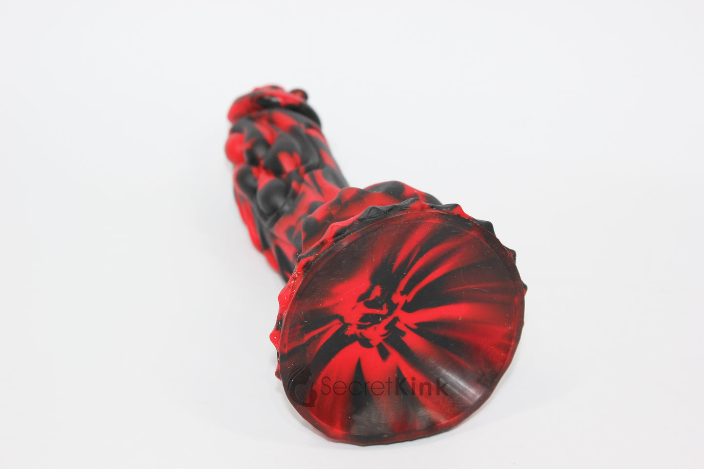 Black & Red Silicone Dragon Dildo with Suction Base - 8 Inch