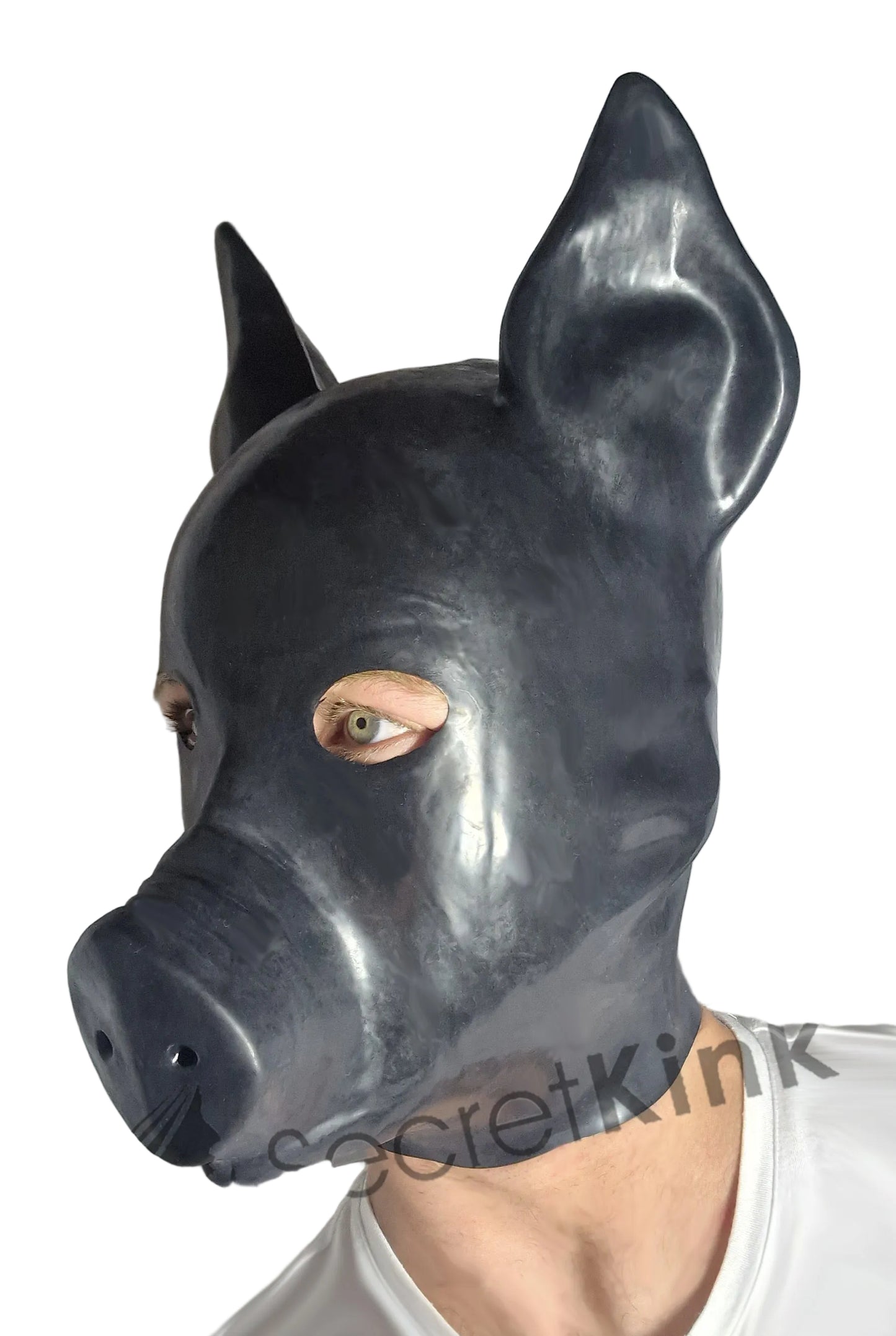Black Latex Moulded Pig Hood