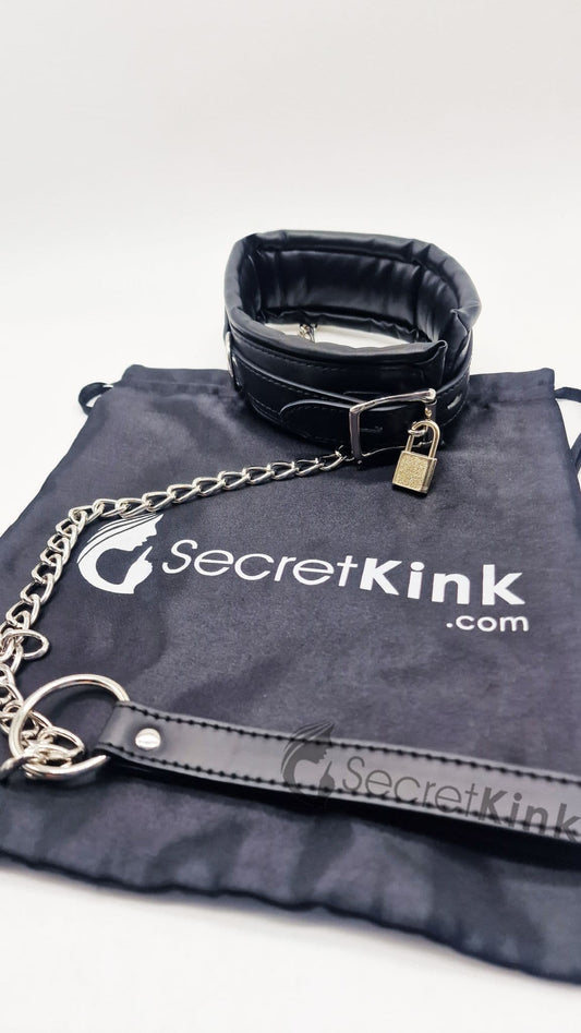 Padded Flexible Padlock Collar with Chain Leash