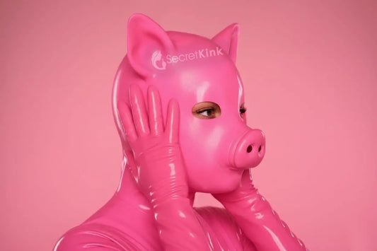 Pink Latex Piglet Hood