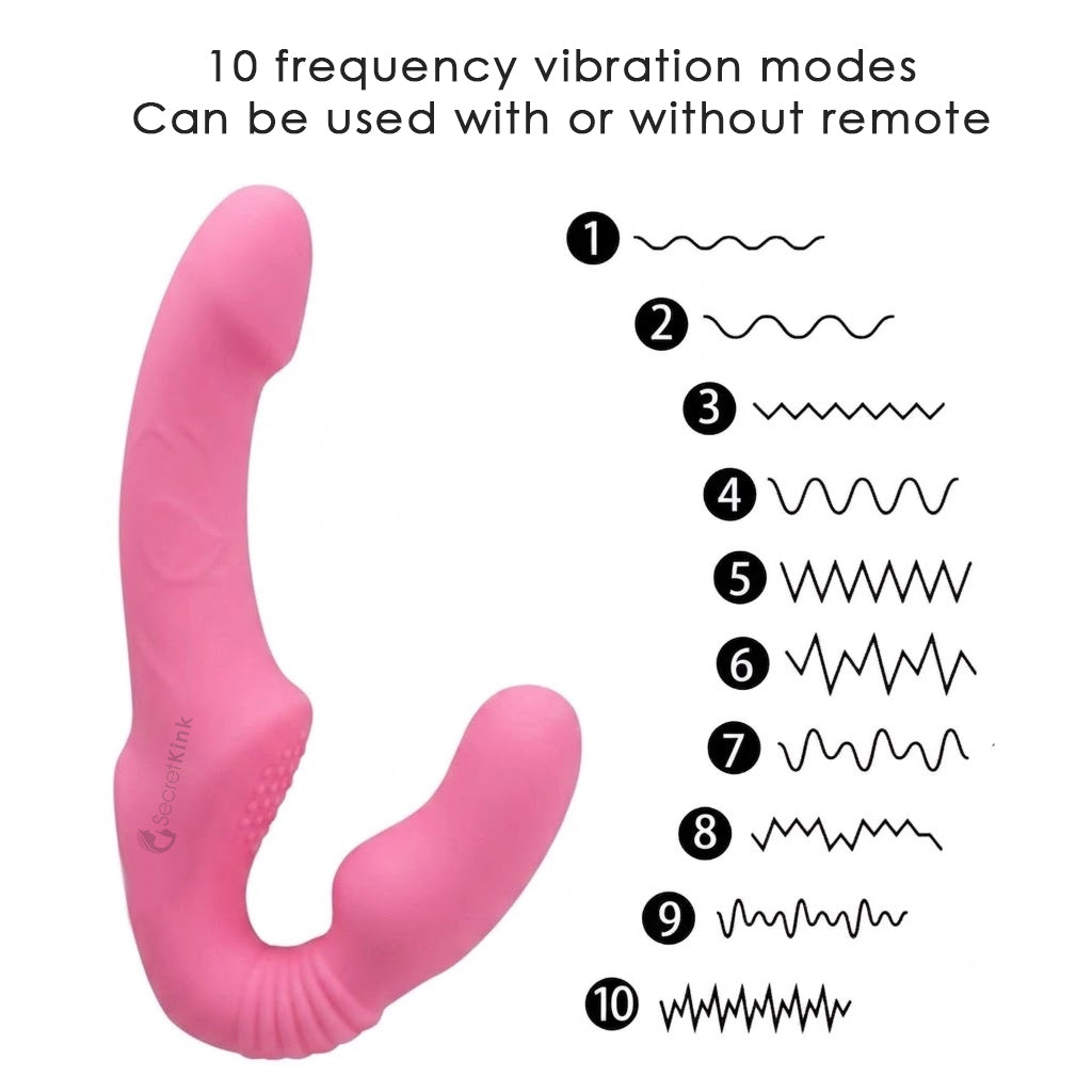 Silicone Strapless Pegging Vibrating Dildo - Double Headed (Waterproof)