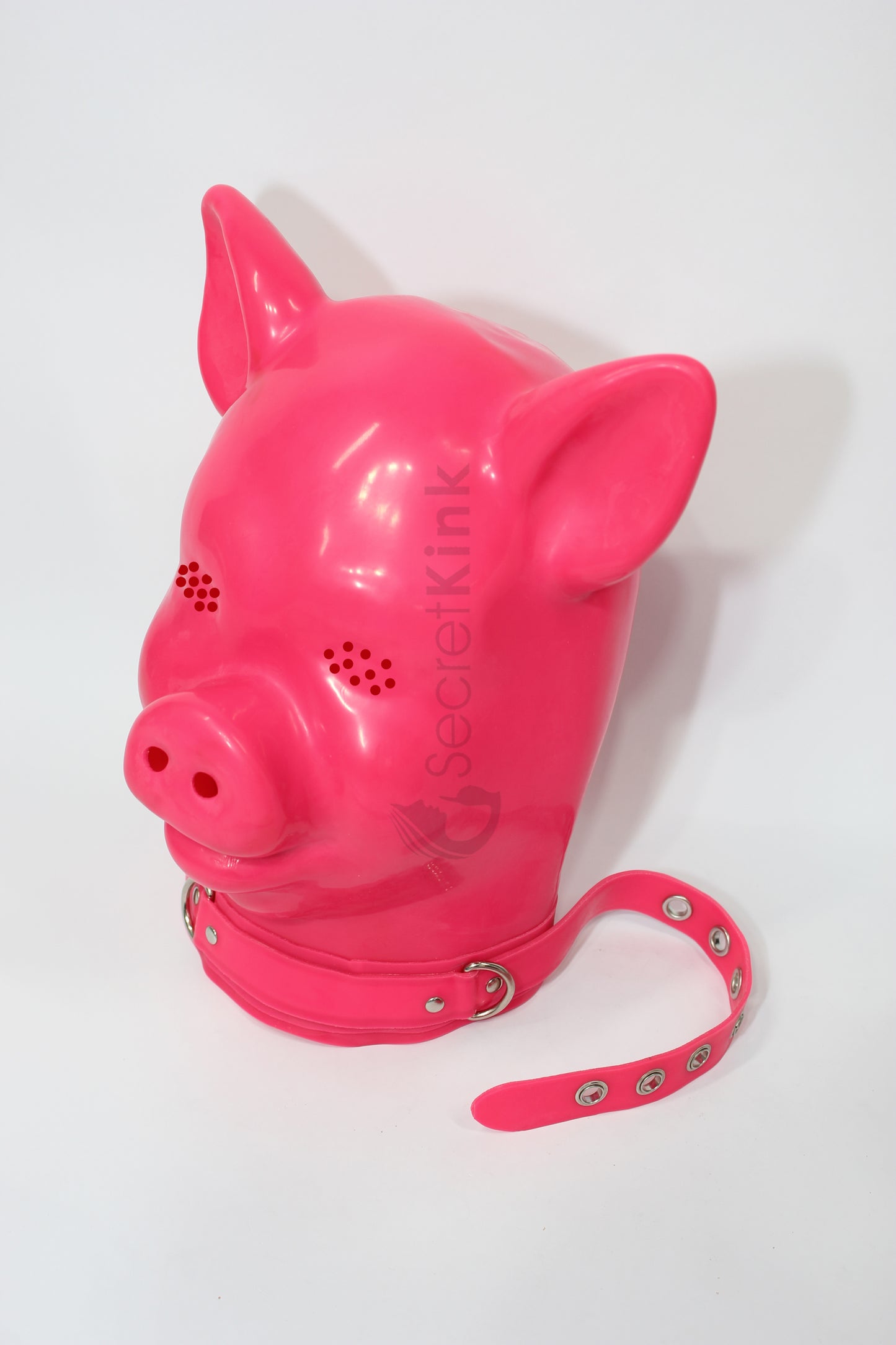 Extra Thick Pink Latex Pig Hood (Latex Padlock Collar)