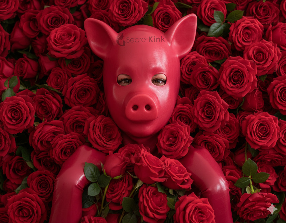 Red Latex Pig Piggy Hood