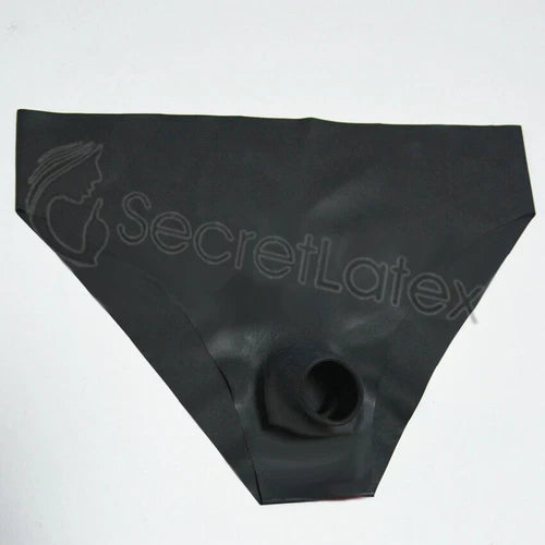 Black Latex Pants Briefs Open Sheath