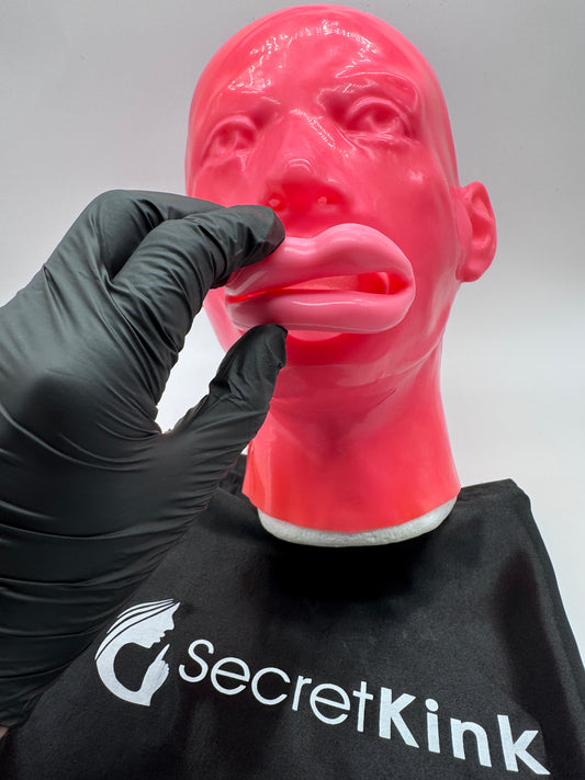 Premium Moulded Feminine Latex Hood with Exaggerated Open Mouth – Bubblegum Pink