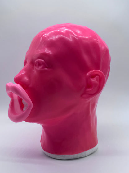 Premium Moulded Feminine Latex Hood with Exaggerated Open Mouth – Bubblegum Pink