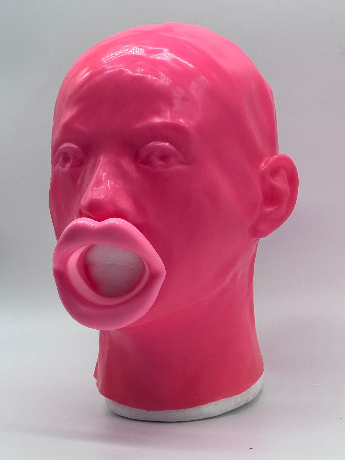 Premium Moulded Feminine Latex Hood with Exaggerated Open Mouth – Bubblegum Pink