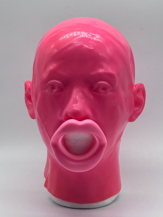 Premium Moulded Feminine Latex Hood with Exaggerated Open Mouth – Bubblegum Pink