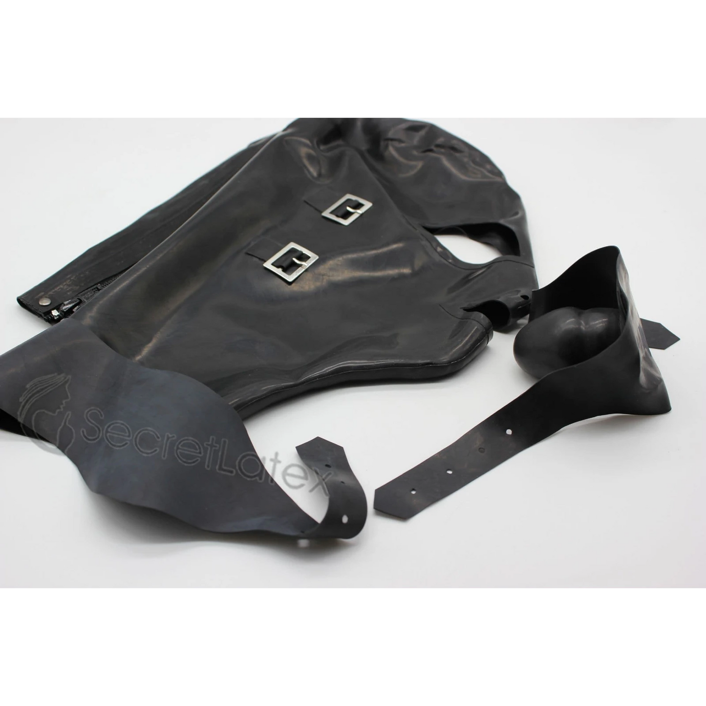 3 Piece Bondage Latex Hood (with Zipper)