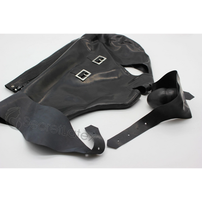 3 Piece Bondage Latex Hood (with Zipper)