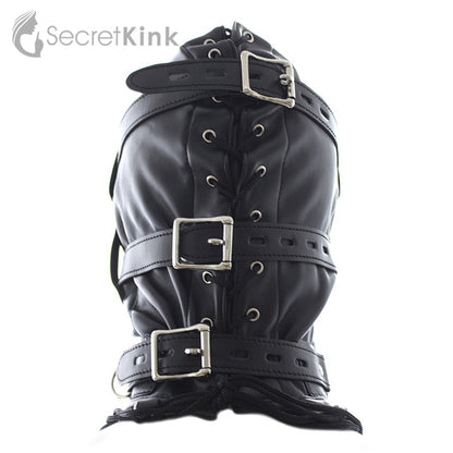 3 Piece Vegan Leather Bondage Hood ( with Dildo Mouth Gag)