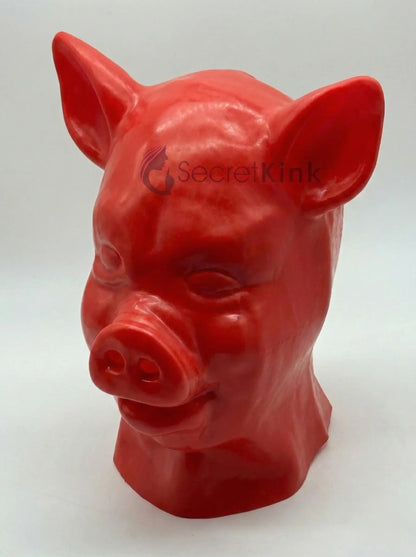 Red Latex Pig Piggy Hood