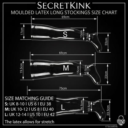 Premium Black Moulded Latex Stockings | Seamless Rubber Thigh Highs