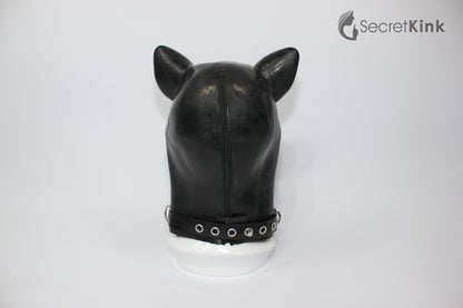 Extra Thick Black Latex Pig Hood (with Latex Padlock Collar)