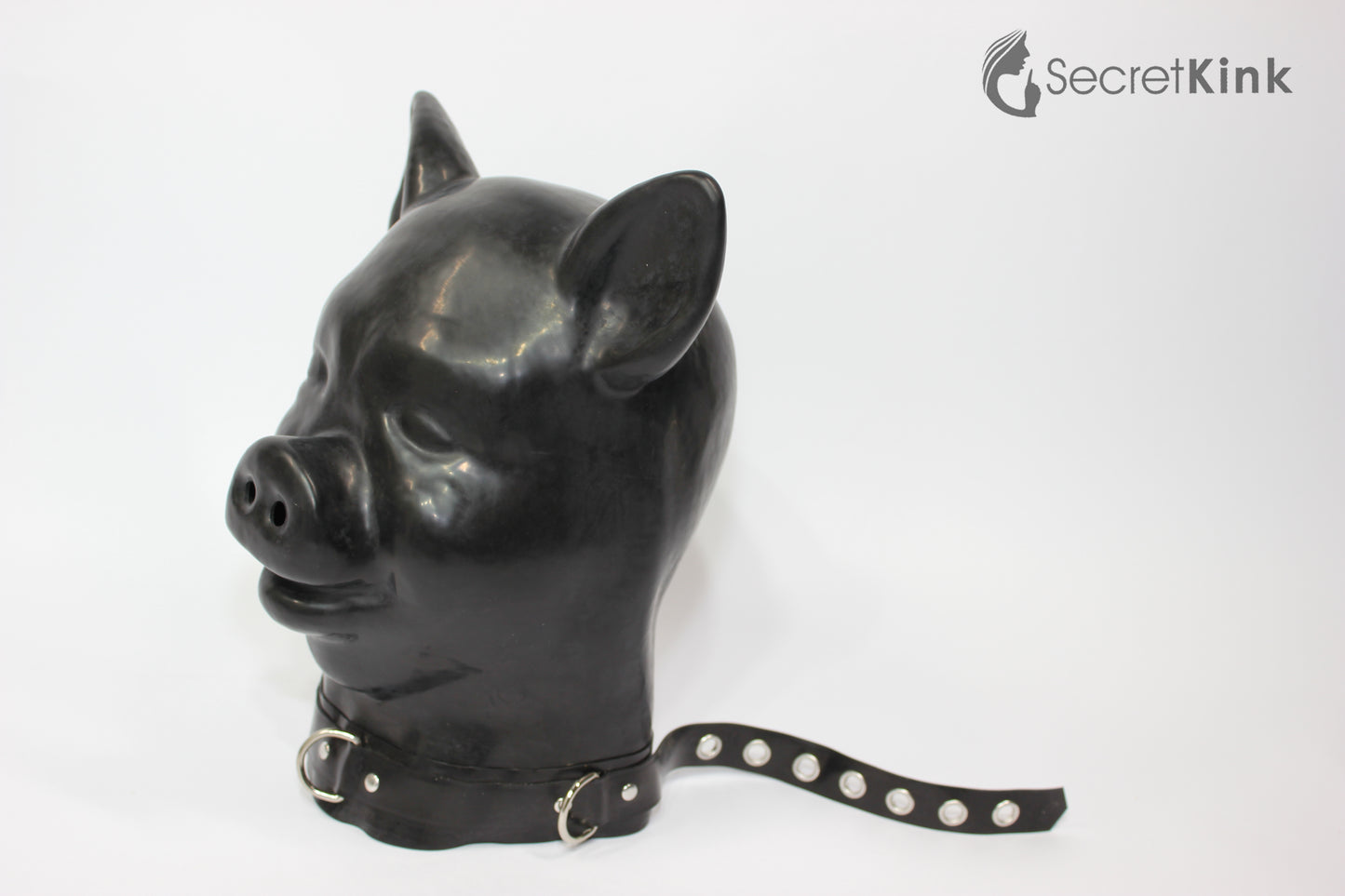 Extra Thick Black Latex Pig Hood (with Latex Padlock Collar)