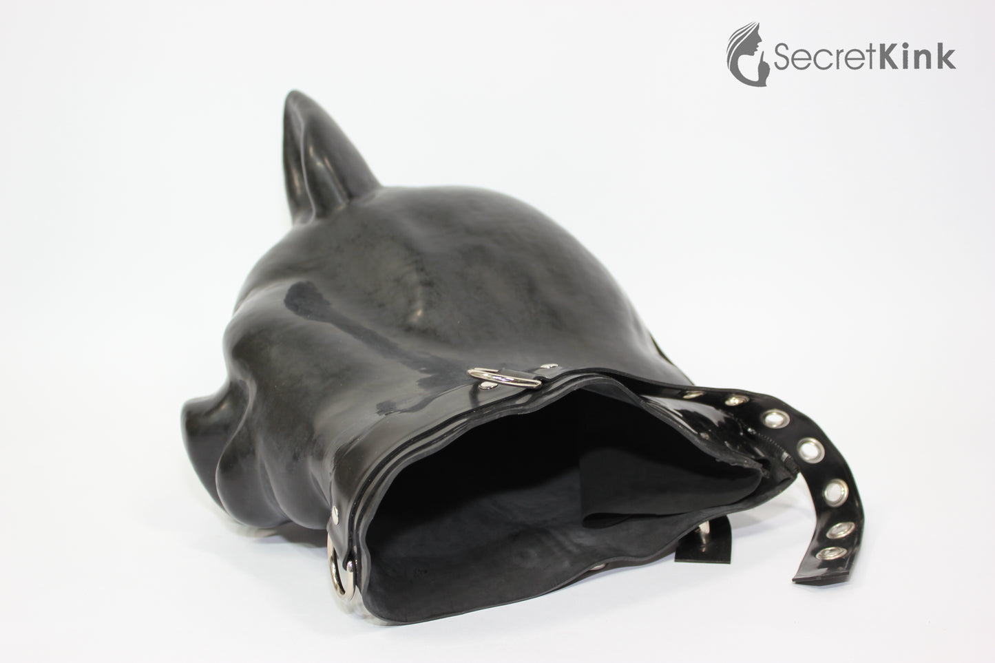 Extra Thick Black Latex Pig Hood (with Latex Padlock Collar)