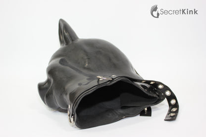 Extra Thick Black Latex Pig Hood (with Latex Padlock Collar)