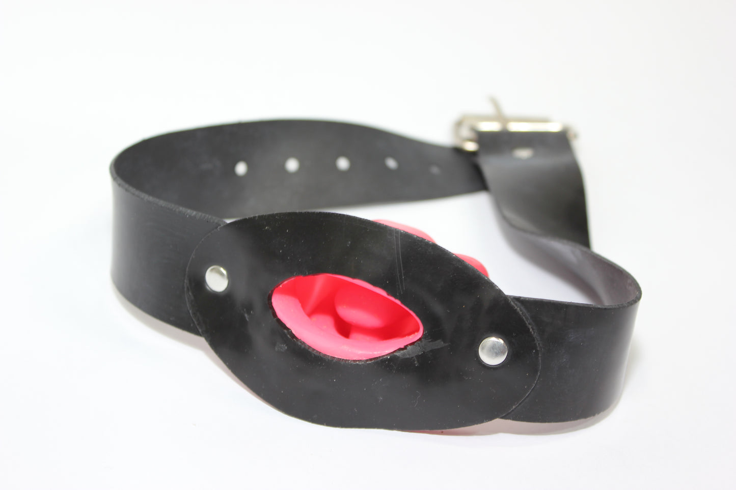 Latex Mouth Gag with Latex Strap Buckle Belt