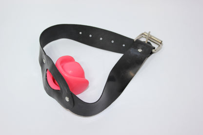 Latex Mouth Gag with Latex Strap Buckle Belt