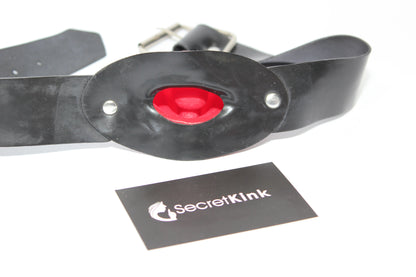 Latex Mouth Gag with Latex Strap Buckle Belt