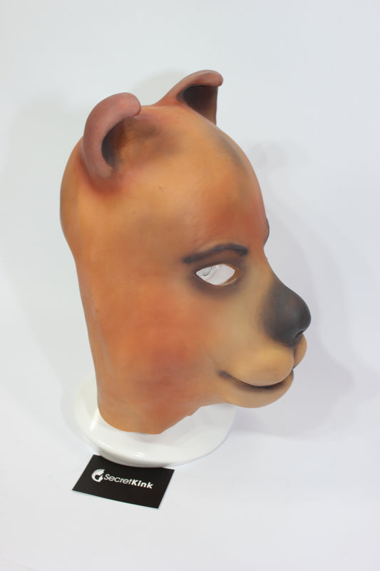 Brown Painted Rubber Bear Dog Mask - Moulded Full Head