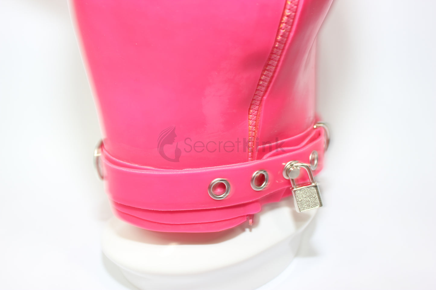 Extra Thick Pink Latex Pig Hood (Latex Padlock Collar)