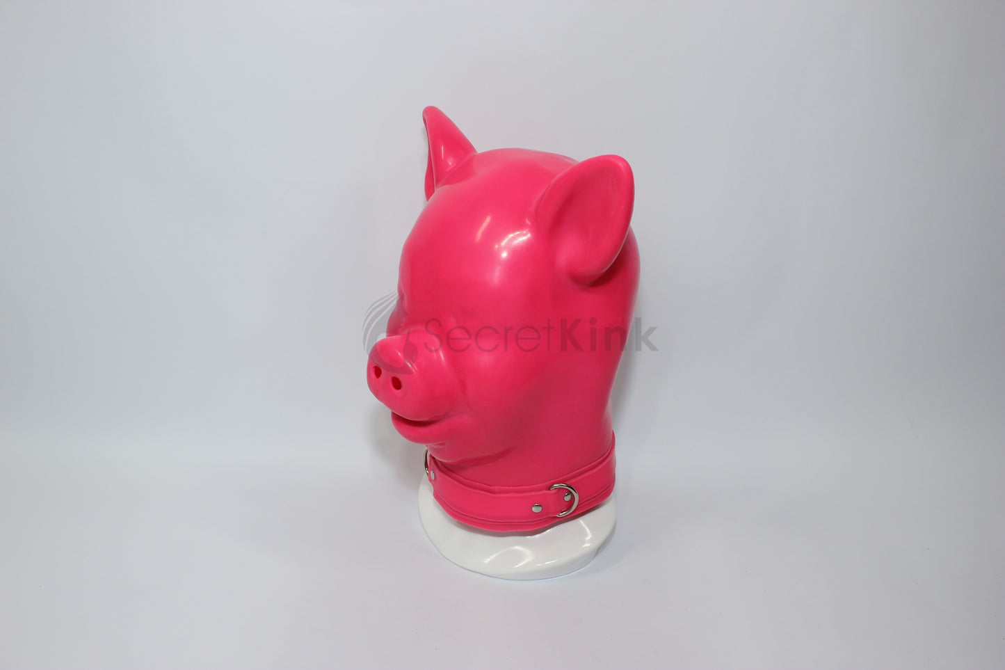 Extra Thick Pink Latex Pig Hood (Latex Padlock Collar)