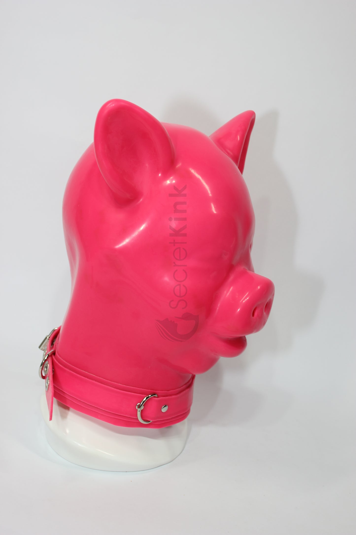 Extra Thick Pink Latex Pig Hood (Latex Padlock Collar)