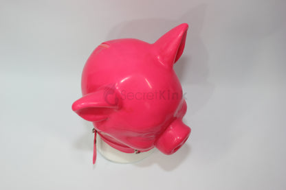 Extra Thick Pink Latex Pig Hood (Latex Padlock Collar)