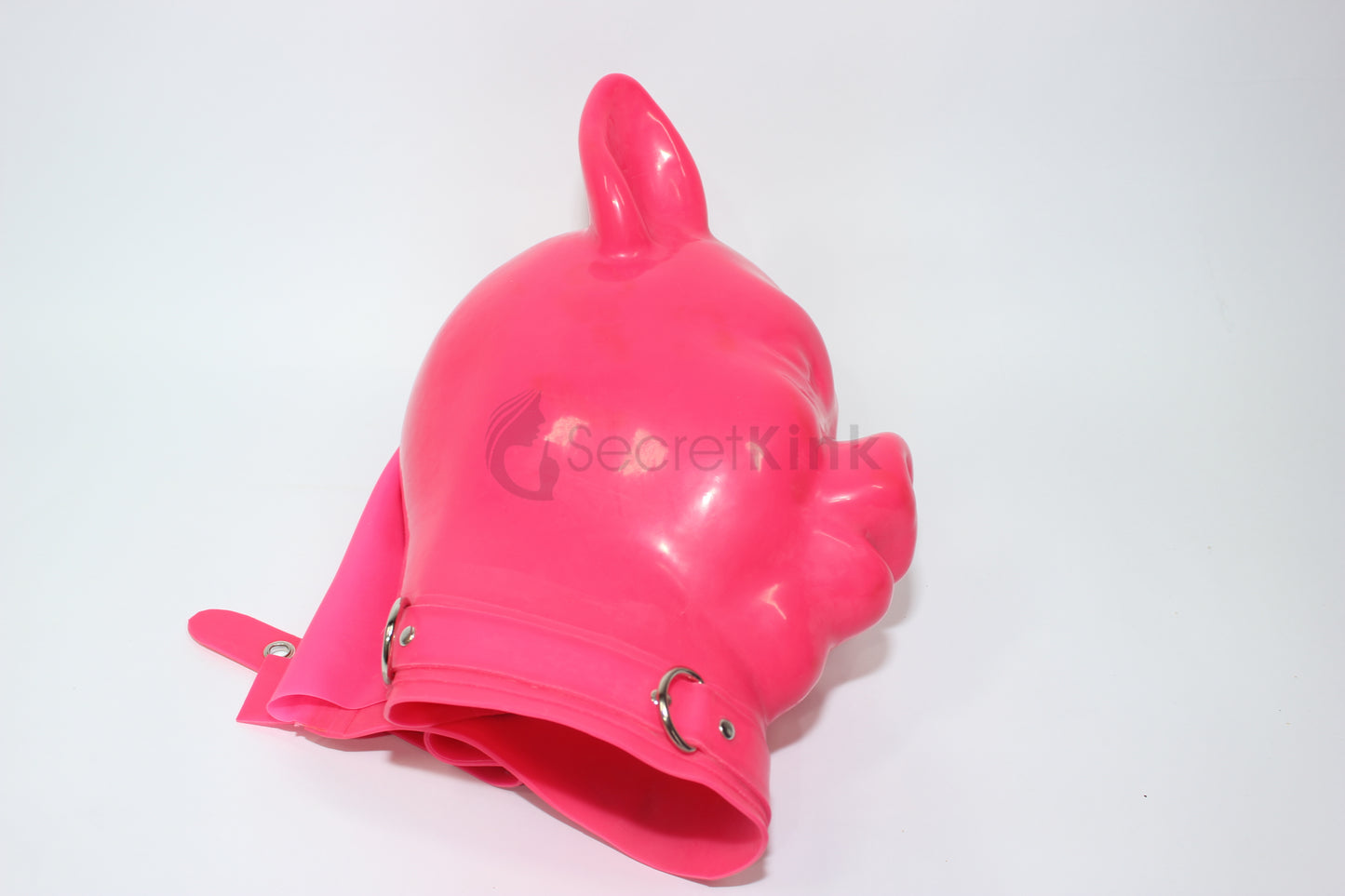 Extra Thick Pink Latex Pig Hood (Latex Padlock Collar)