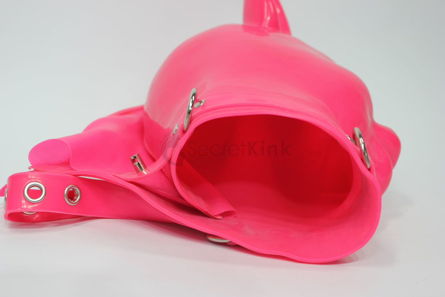 Extra Thick Pink Latex Pig Hood (Latex Padlock Collar)