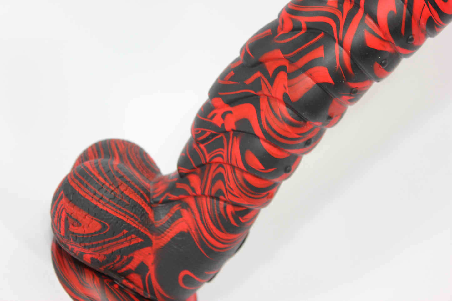 Black & Red Silicone Dragon Dildo with Suction Base -  Large 10 inch