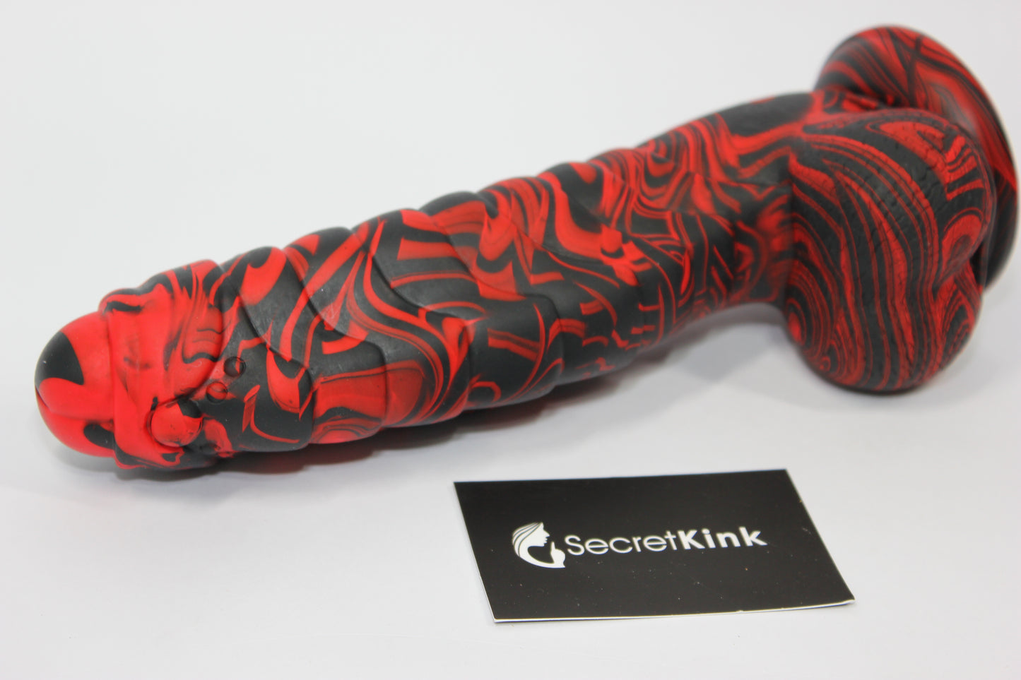 Black & Red Silicone Dragon Dildo with Suction Base -  Large 10 inch