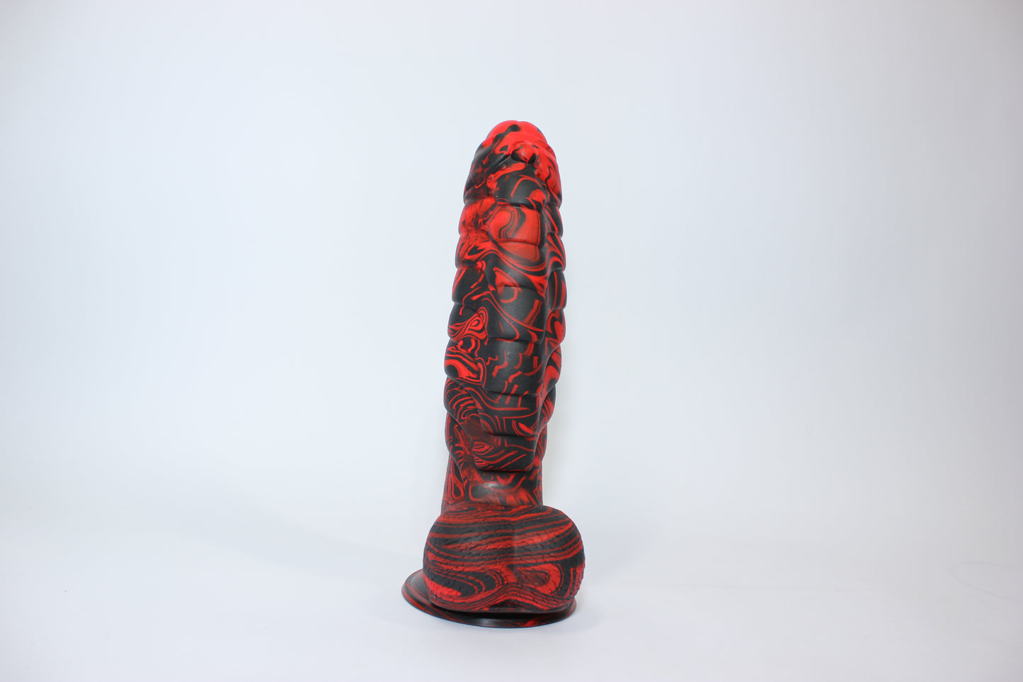 Black & Red Silicone Dragon Dildo with Suction Base -  Large 10 inch