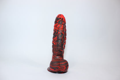 Black & Red Silicone Dragon Dildo with Suction Base -  Large 10 inch