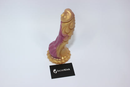 Gold and Purple Silicone Dragon Dildo with Suction Base - 7 Inch