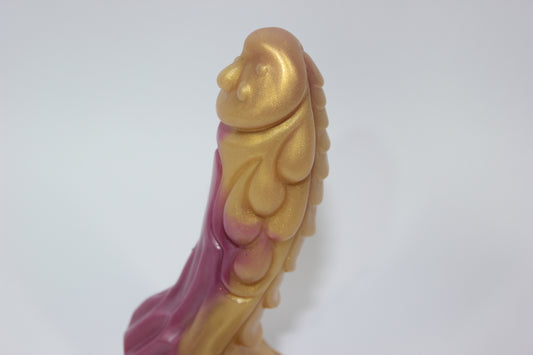Gold and Purple Silicone Dragon Dildo with Suction Base - 7 Inch