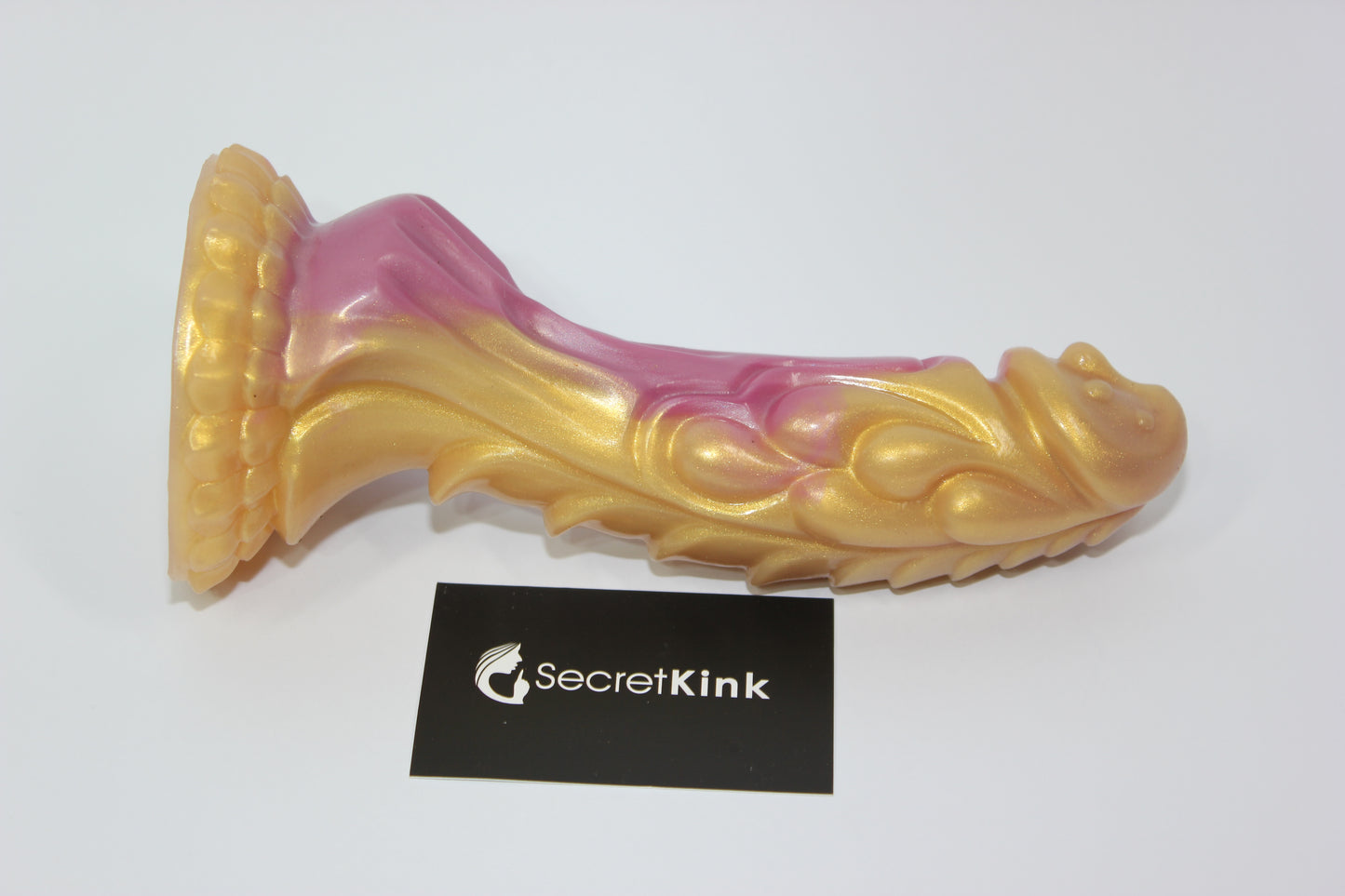 Gold and Purple Silicone Dragon Dildo with Suction Base - 7 Inch