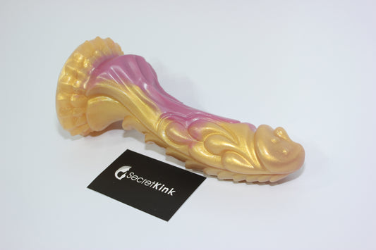 Gold and Purple Silicone Dragon Dildo with Suction Base - 7 Inch