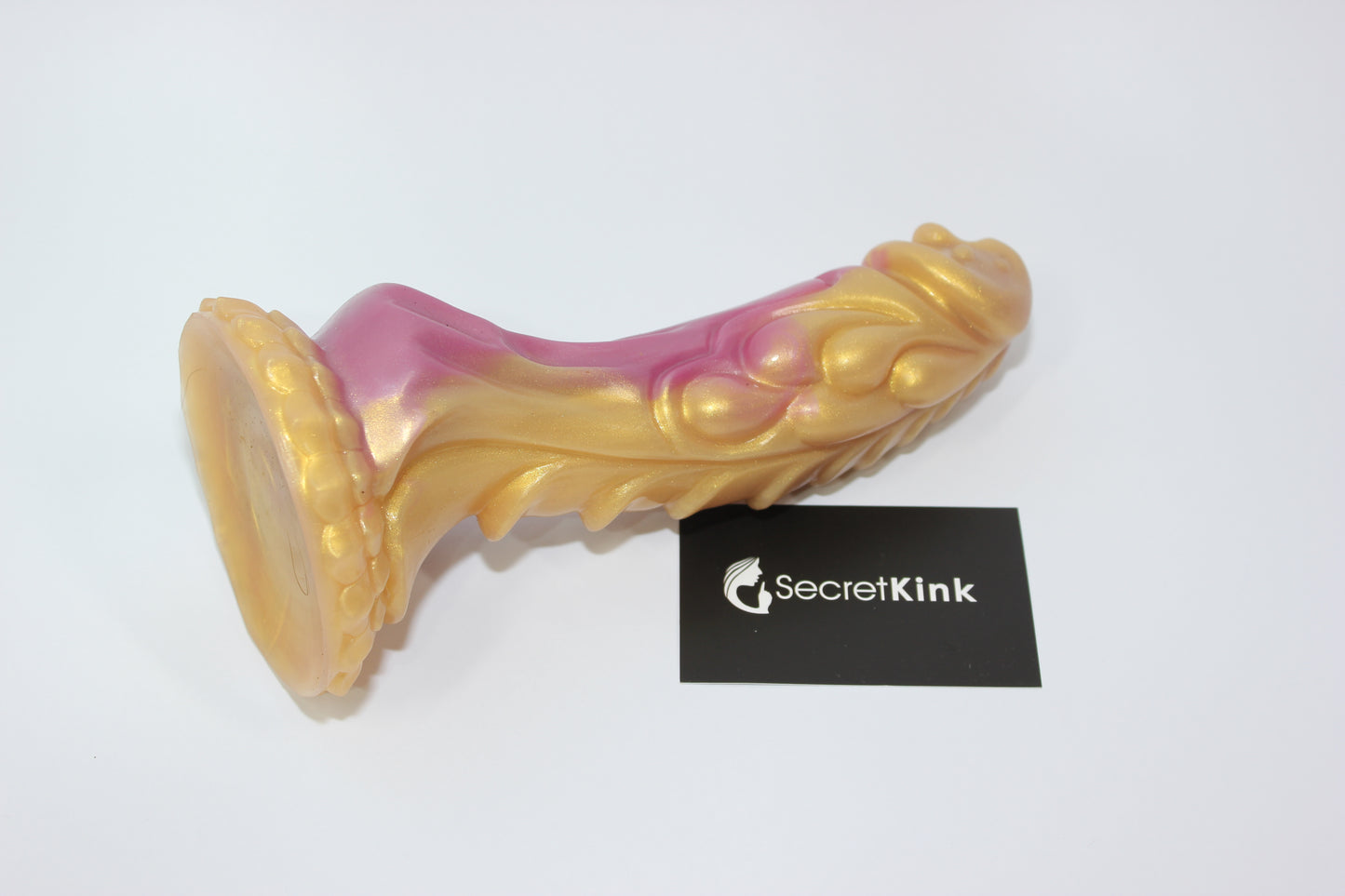Gold and Purple Silicone Dragon Dildo with Suction Base - 7 Inch