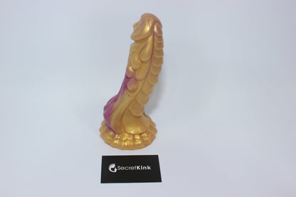 Gold and Purple Silicone Dragon Dildo with Suction Base - 7 Inch