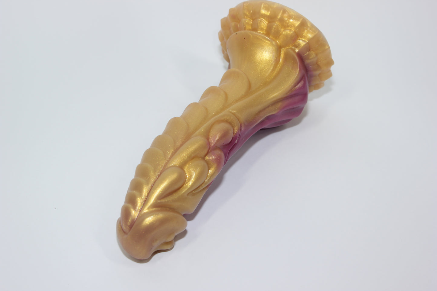 Gold and Purple Silicone Dragon Dildo with Suction Base - 7 Inch