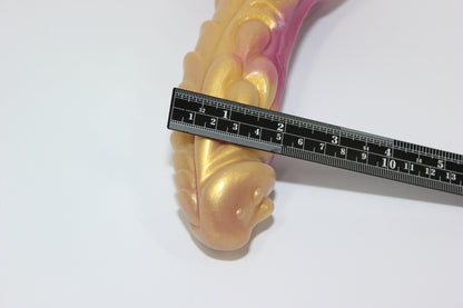 Gold and Purple Silicone Dragon Dildo with Suction Base - 7 Inch
