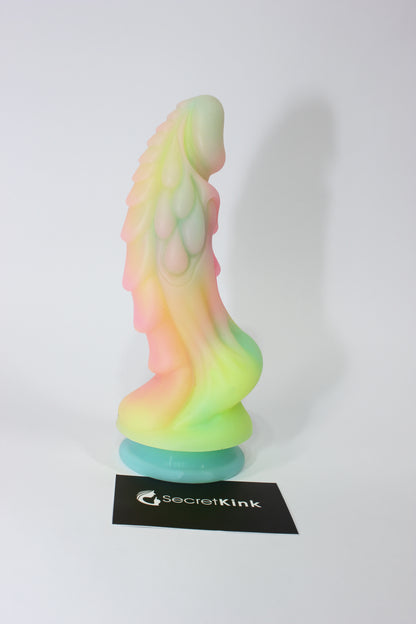Fluorescent Glow in the Dark Fantasy Dragon Dildo | 6" Textured Luminous Rainbow Toy with Suction Cup