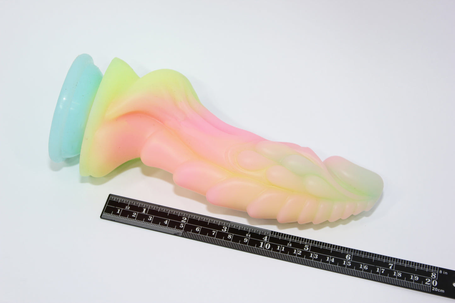 Fluorescent Glow in the Dark Fantasy Dragon Dildo | 6" Textured Luminous Rainbow Toy with Suction Cup