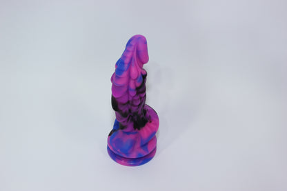 Purple & Black Silicone Dragon Dildo with Suction Base - 7 Inch
