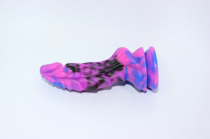 Purple & Black Silicone Dragon Dildo with Suction Base - 7 Inch