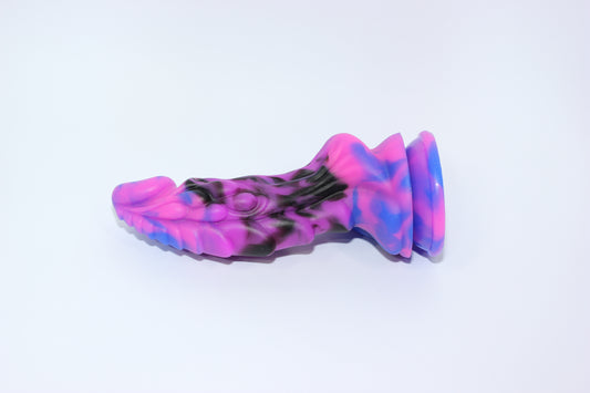 Purple & Black Silicone Dragon Dildo with Suction Base - 7 Inch