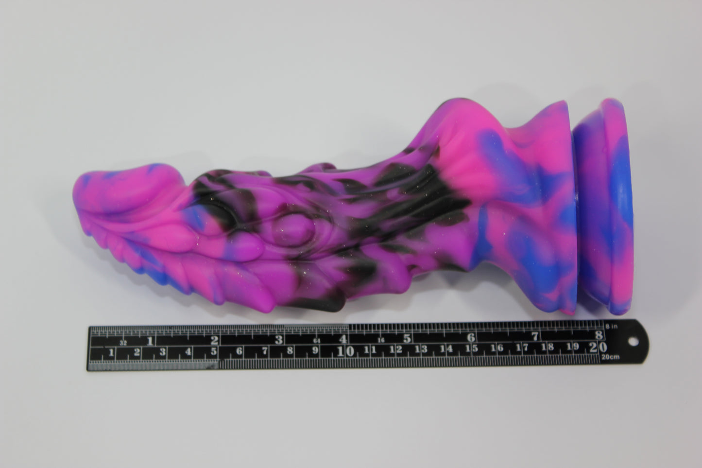 Purple & Black Silicone Dragon Dildo with Suction Base - 7 Inch